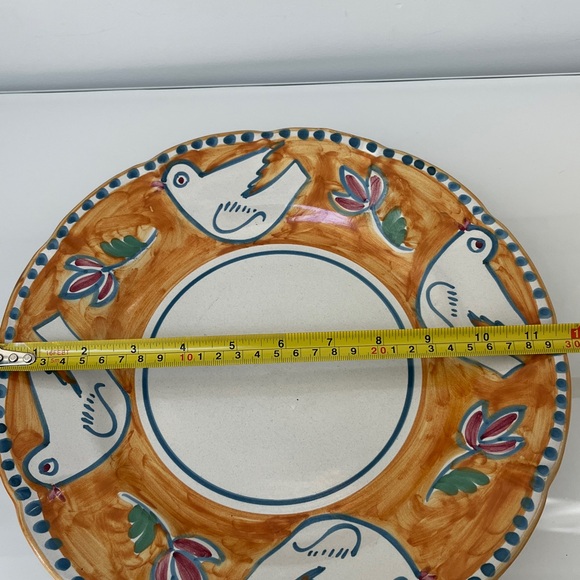 Vietri Ceramica Solimene Birds Orange Campagna Uccello Service Plate Charger 12” - Picture 4 of 15